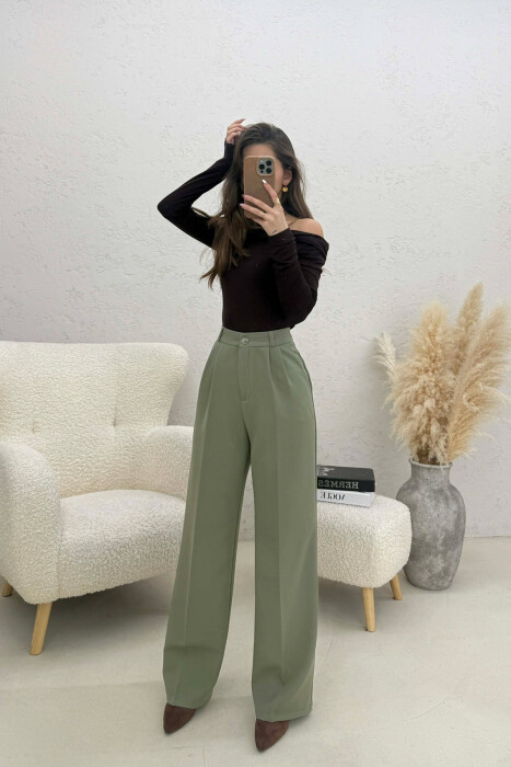 ONE COLOR SIMPLE WOMEN TROUSERS MINT/MENTE - 2