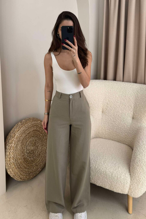 ONE COLOR SIMPLE WOMEN TROUSERS MINT/MENTE - 2