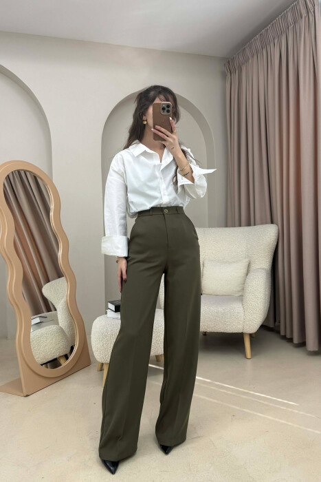 ONE COLOR SIMPLE WOMEN TROUSERS OLIVE/ULLI 