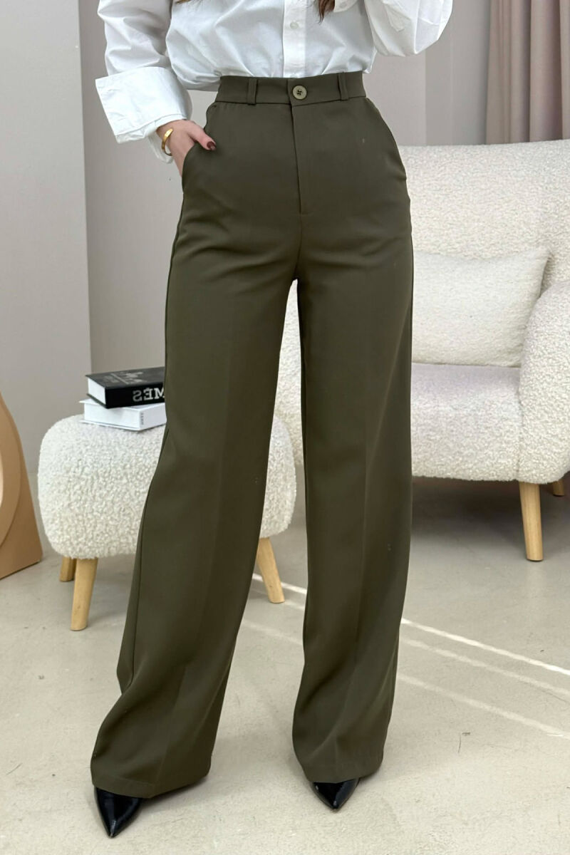 ONE COLOR SIMPLE WOMEN TROUSERS OLIVE/ULLI - 2