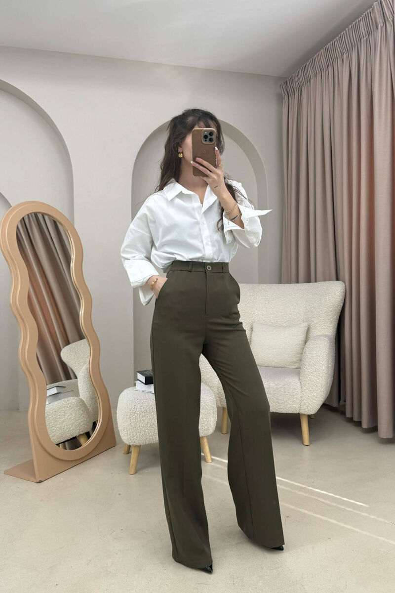 ONE COLOR SIMPLE WOMEN TROUSERS OLIVE/ULLI - 5