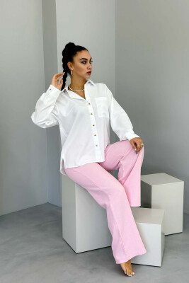 ONE COLOR SIMPLE WOMEN TROUSERS PINK/ROZE 