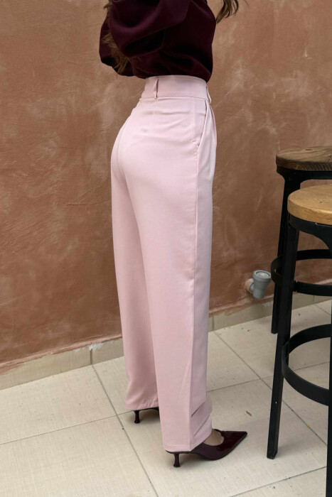 ONE COLOR SIMPLE WOMEN TROUSERS PINK/ROZE - 8