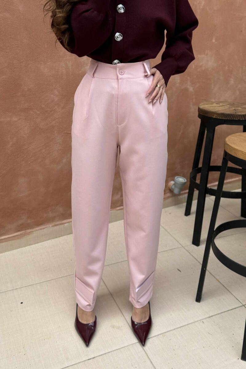 ONE COLOR SIMPLE WOMEN TROUSERS PINK/ROZE - 9