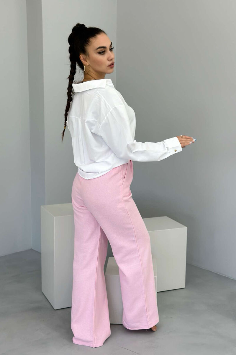 ONE COLOR SIMPLE WOMEN TROUSERS PINK/ROZE - 2