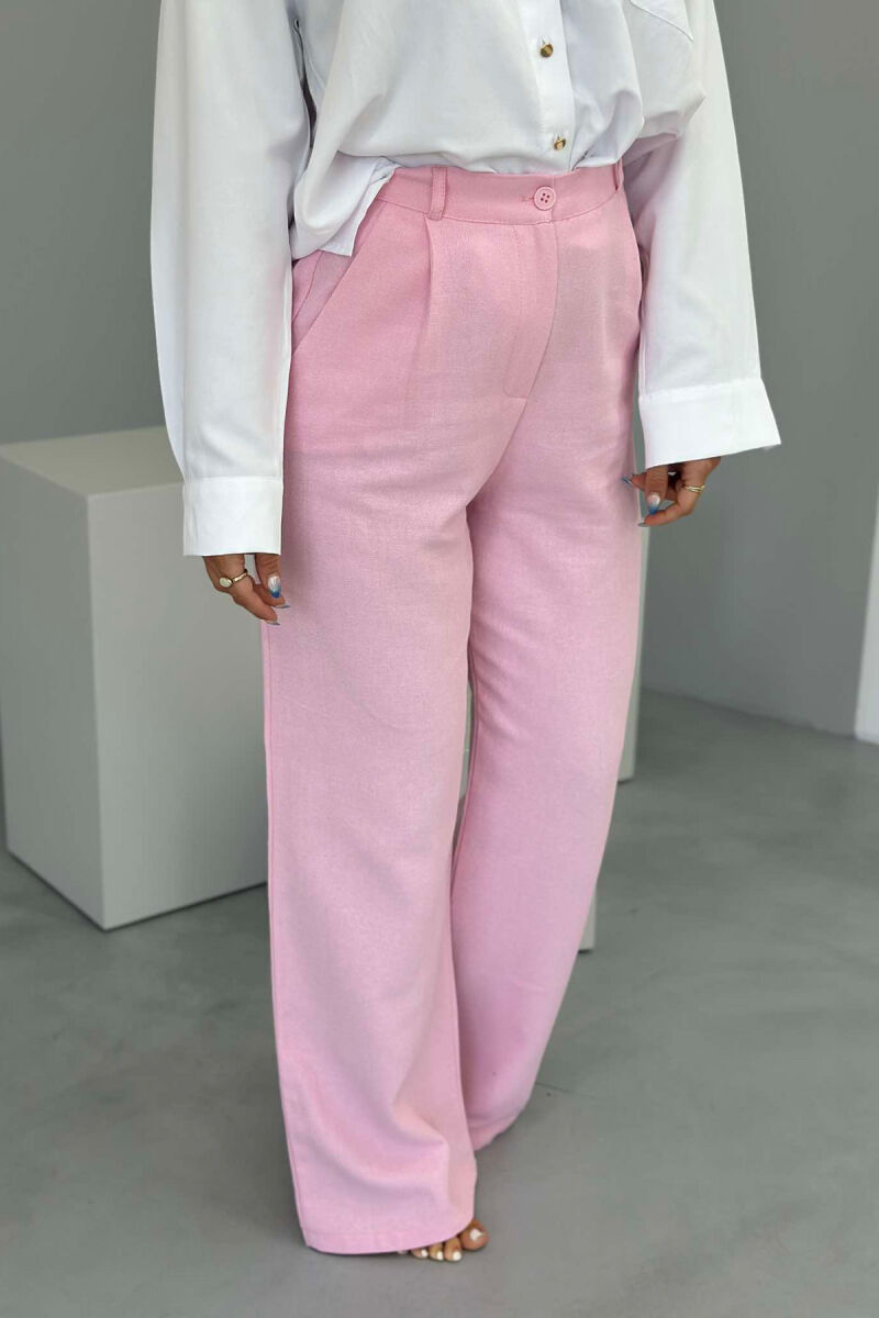 ONE COLOR SIMPLE WOMEN TROUSERS PINK/ROZE - 3