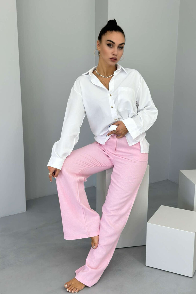 ONE COLOR SIMPLE WOMEN TROUSERS PINK/ROZE - 4