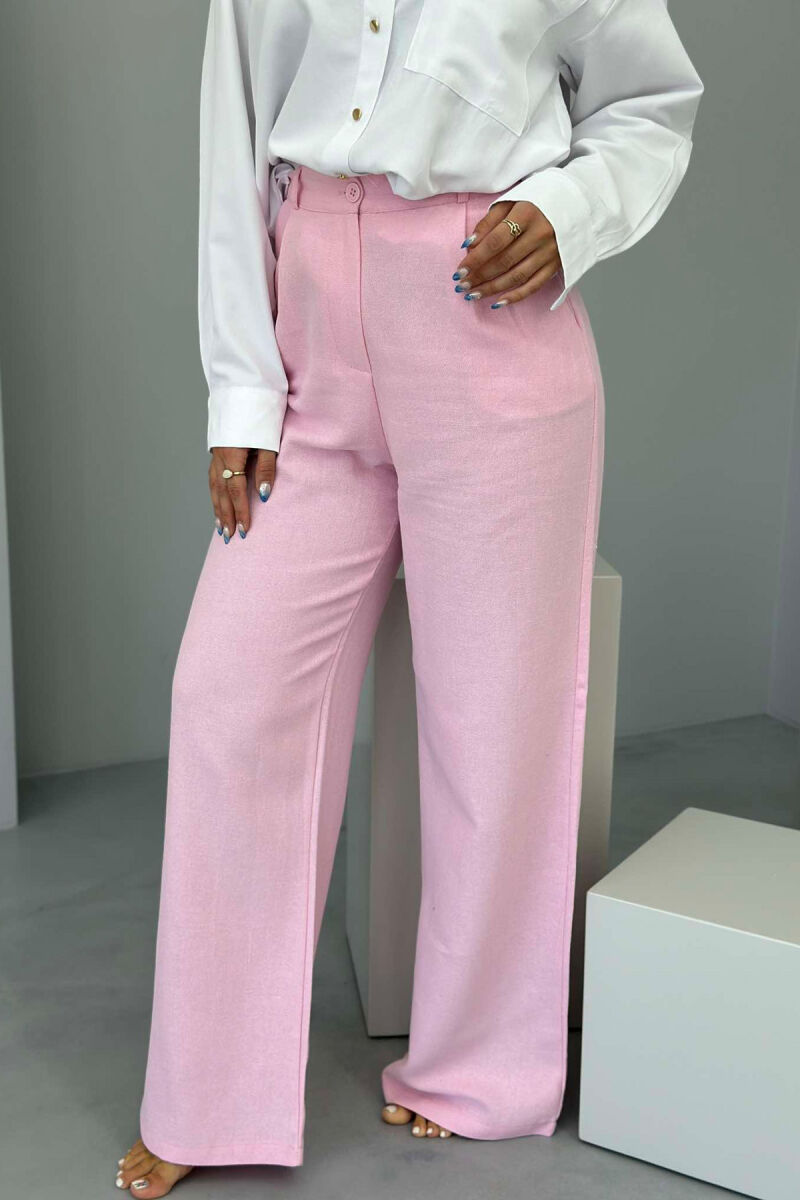 ONE COLOR SIMPLE WOMEN TROUSERS PINK/ROZE - 5