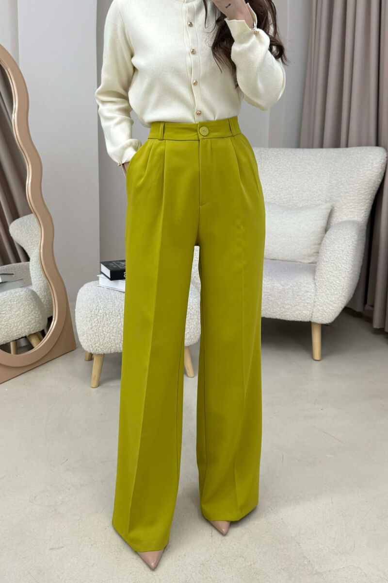 ONE COLOR SIMPLE WOMEN TROUSERS PISTACHIO - 2