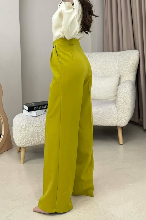 ONE COLOR SIMPLE WOMEN TROUSERS PISTACHIO - 3
