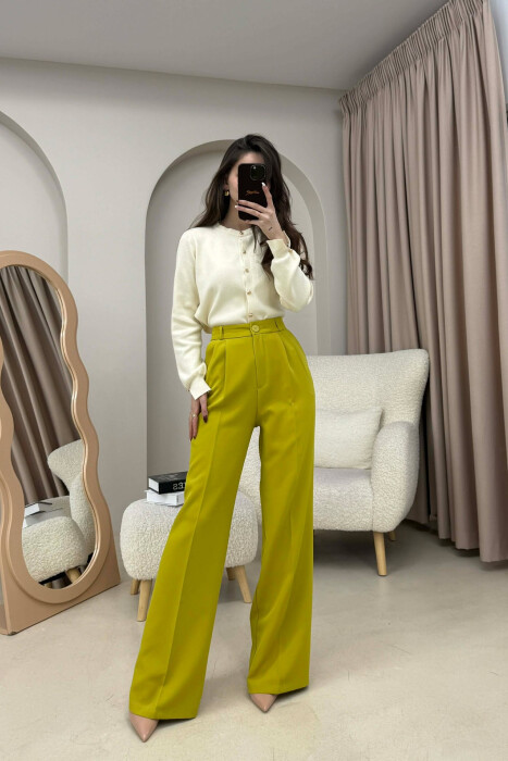 ONE COLOR SIMPLE WOMEN TROUSERS PISTACHIO - 4