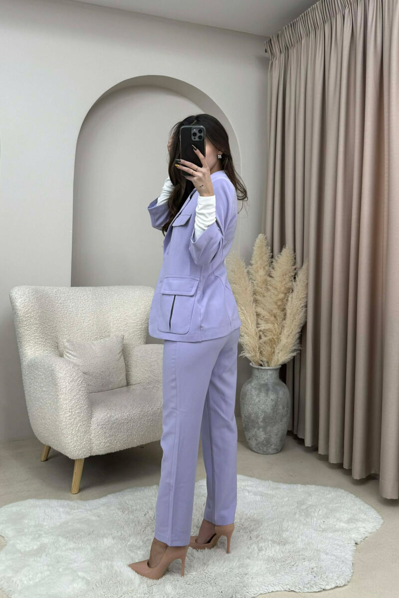 ONE COLOR SIMPLE JACKET+ TROUSERS WOMEN SET PURPLE/LEJLA - 2