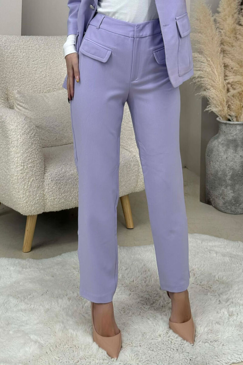ONE COLOR SIMPLE JACKET+ TROUSERS WOMEN SET PURPLE/LEJLA - 4