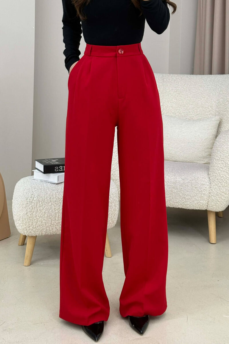 ONE COLOR SIMPLE WOMEN TROUSERS RED/E KUQE - 3