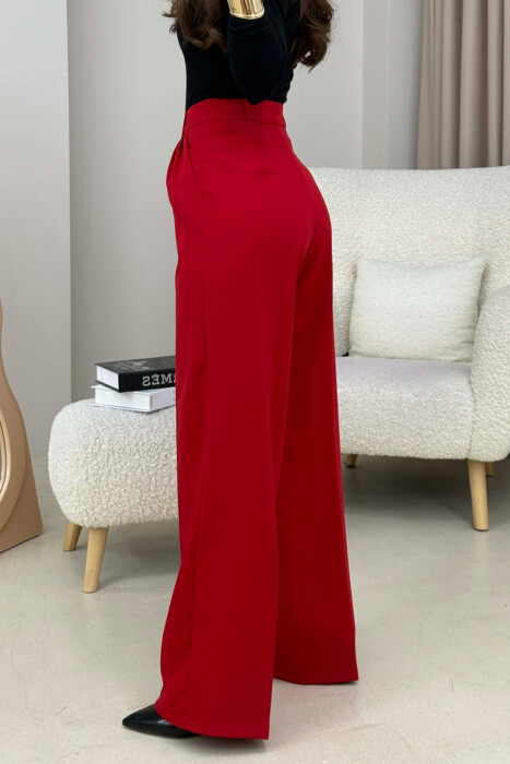 ONE COLOR SIMPLE WOMEN TROUSERS RED/E KUQE - 4