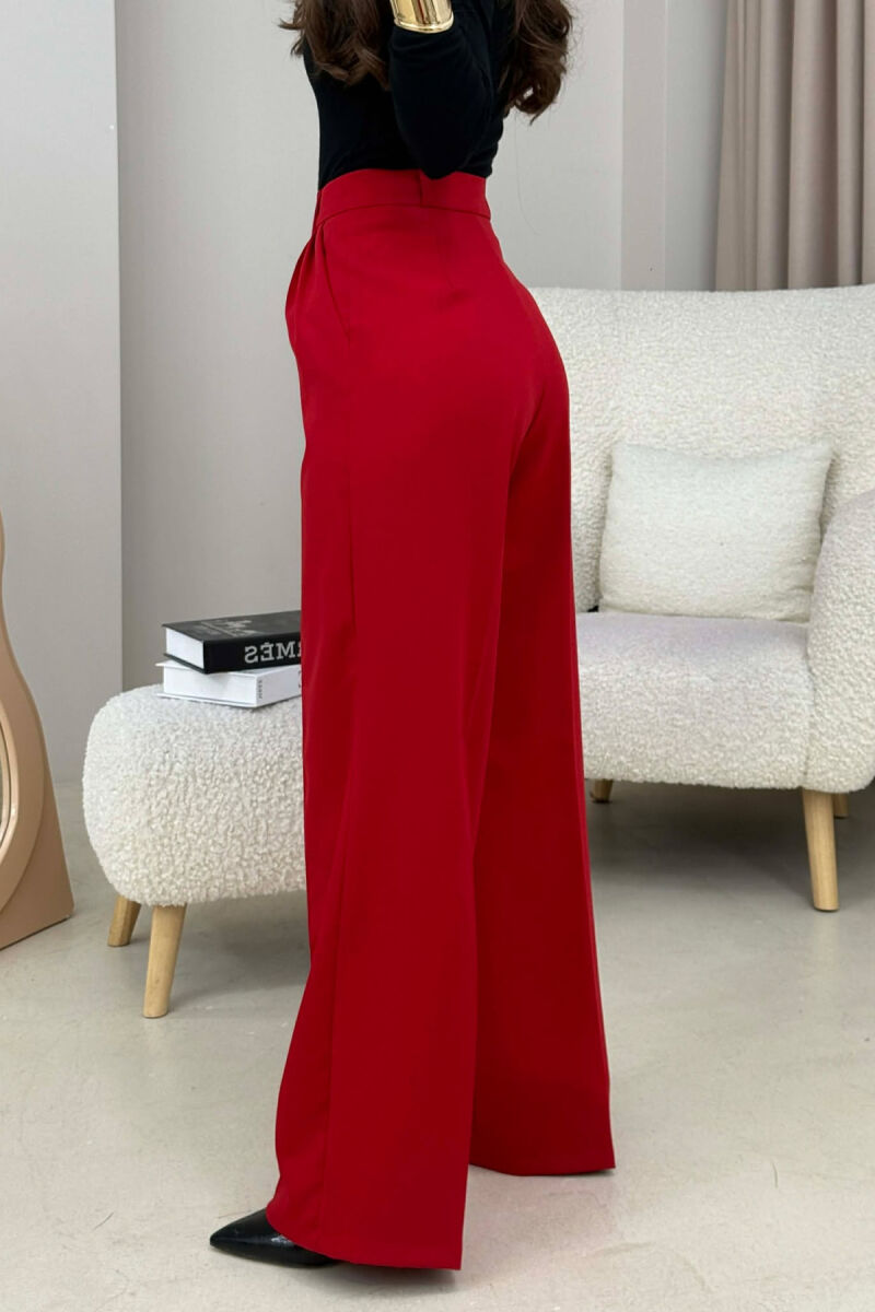 ONE COLOR SIMPLE WOMEN TROUSERS RED/E KUQE - 4