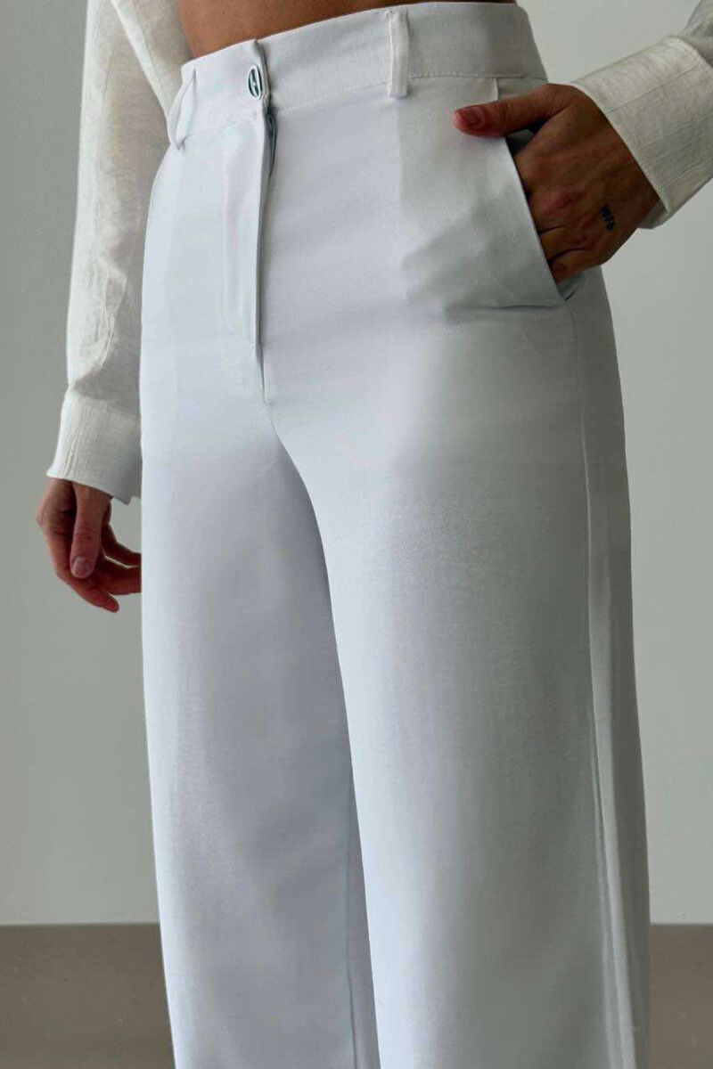 ONE COLOR SIMPLE WOMEN TROUSERS WHITE-E BARDHE - 2