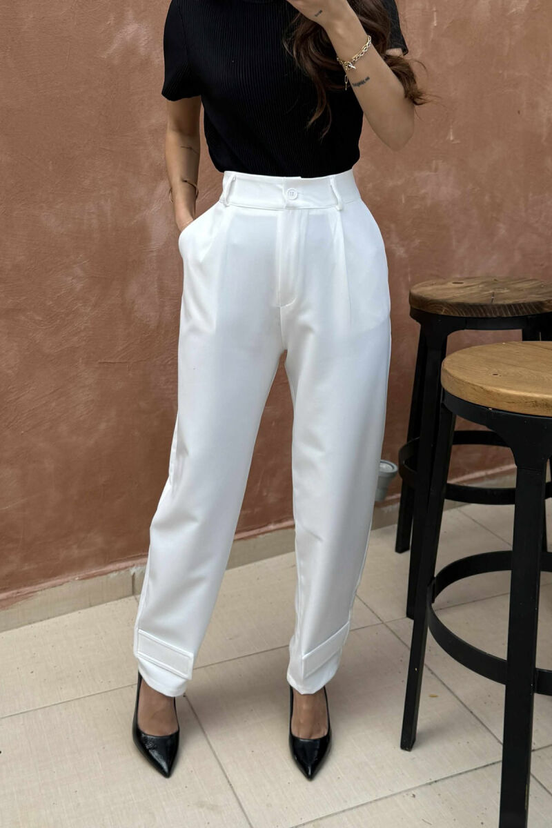 ONE COLOR SIMPLE WOMEN TROUSERS WHITE-E BARDHE - 9