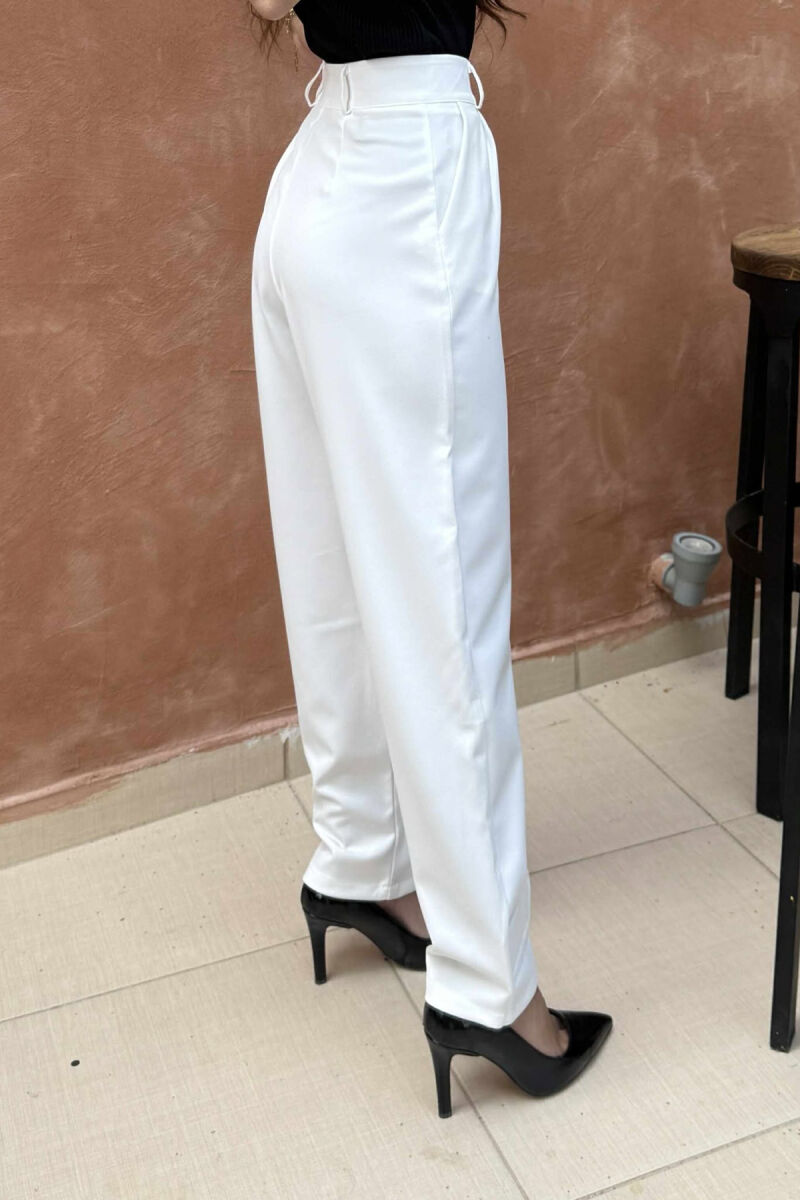 ONE COLOR SIMPLE WOMEN TROUSERS WHITE-E BARDHE - 10
