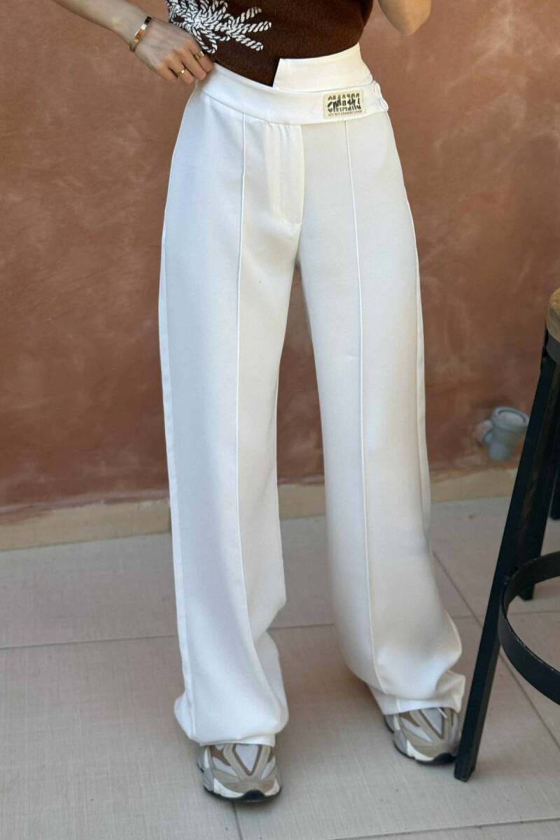ONE COLOR SIMPLE WOMEN TROUSERS WHITE-E BARDHE - 3