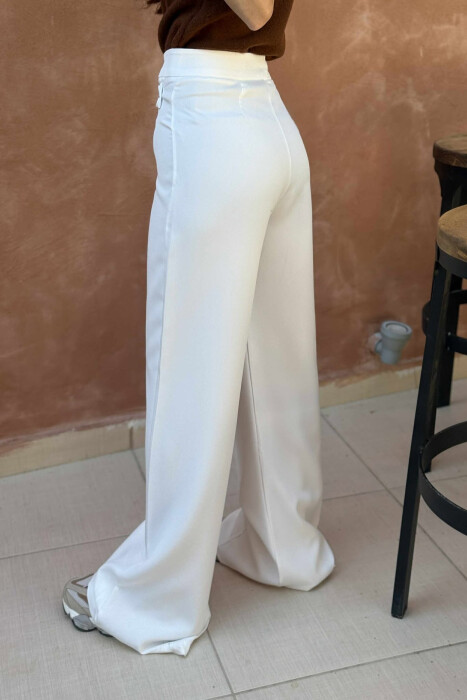 ONE COLOR SIMPLE WOMEN TROUSERS WHITE-E BARDHE - 4