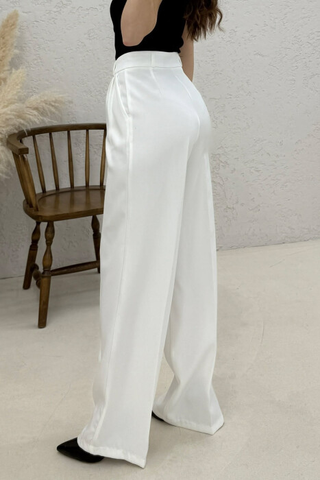 ONE COLOR SIMPLE WOMEN TROUSERS WHITE-E BARDHE - 3