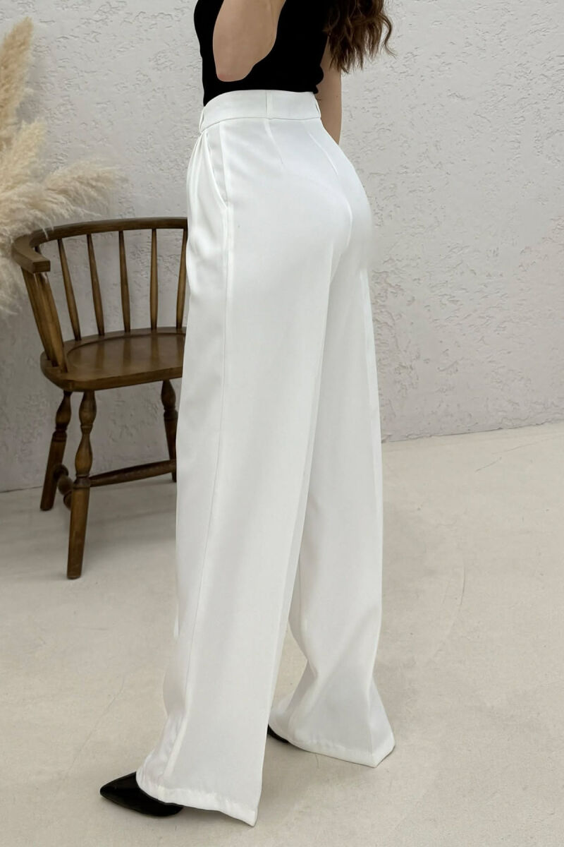 ONE COLOR SIMPLE WOMEN TROUSERS WHITE-E BARDHE - 3