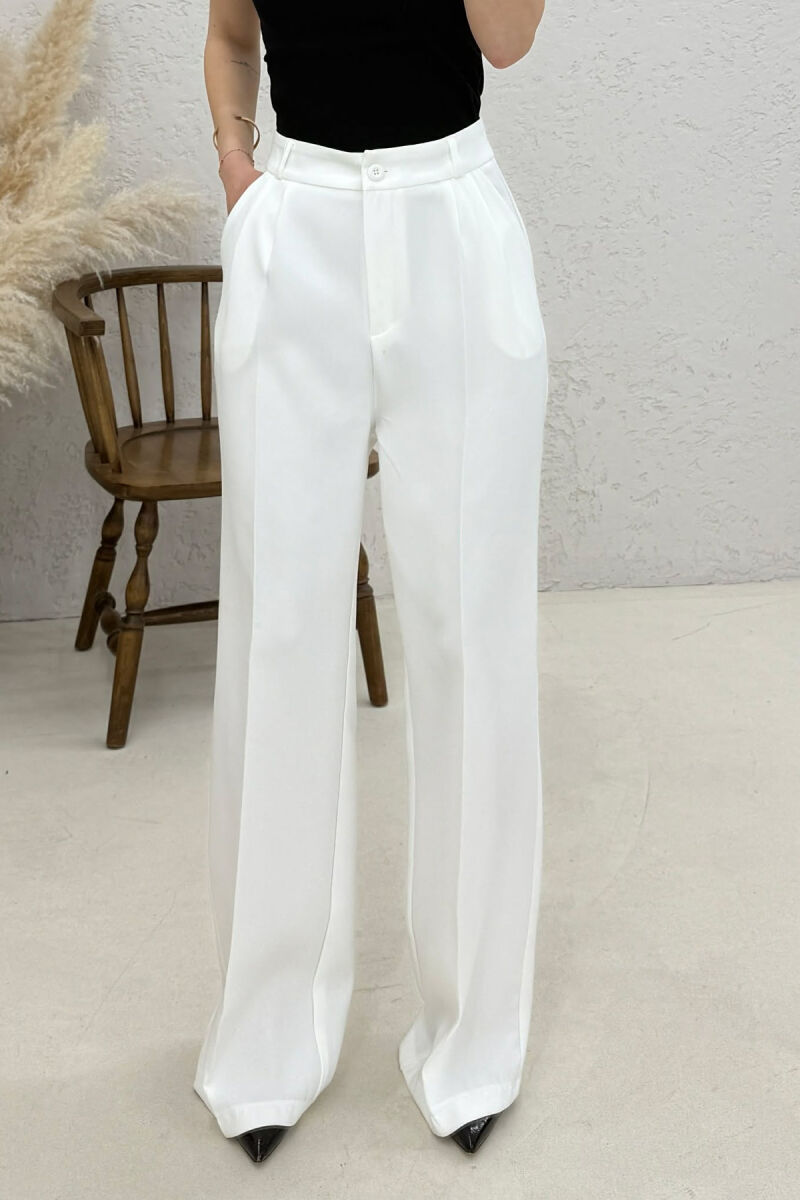 ONE COLOR SIMPLE WOMEN TROUSERS WHITE-E BARDHE - 4