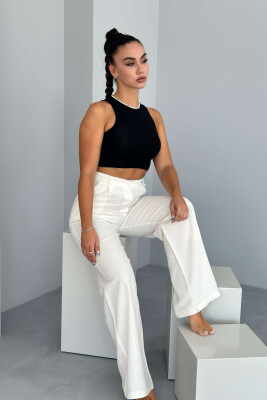 ONE COLOR SIMPLE WOMEN TROUSERS WHITE-E BARDHE 