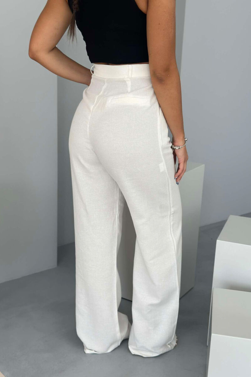 ONE COLOR SIMPLE WOMEN TROUSERS WHITE-E BARDHE - 5