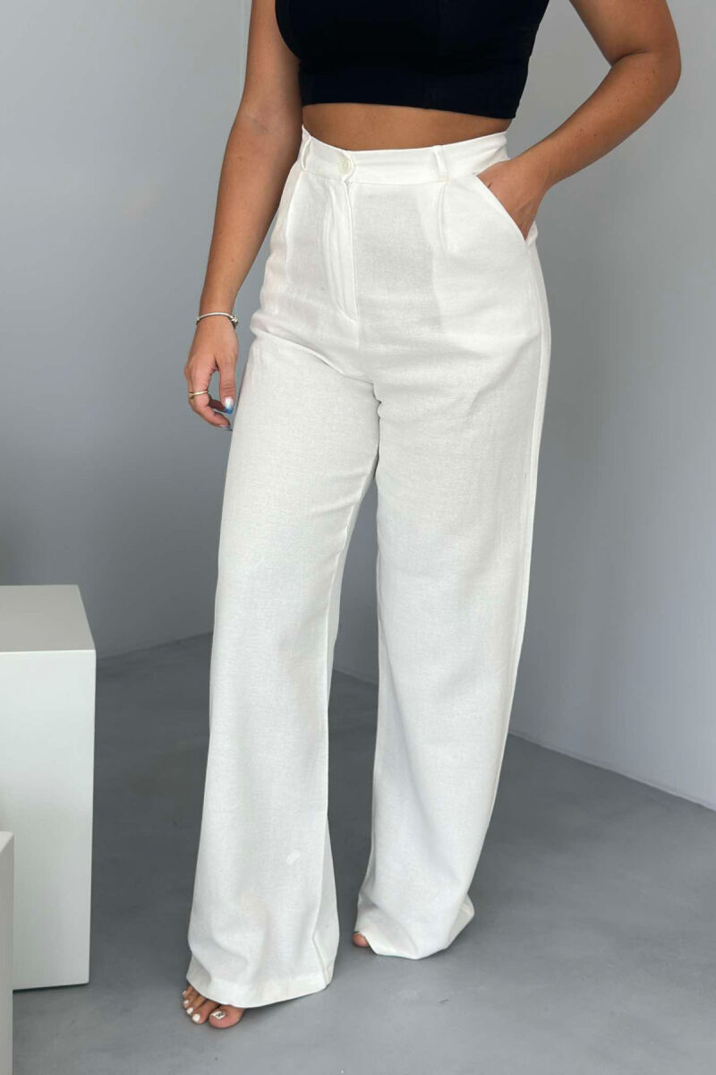 ONE COLOR SIMPLE WOMEN TROUSERS WHITE-E BARDHE - 6