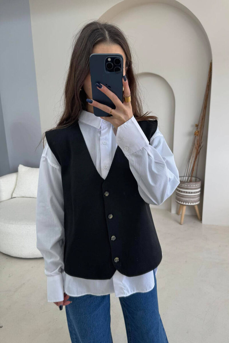 ONE COLOR SIMPLE WOMEN VEST BLACK/ E ZEZE - 1