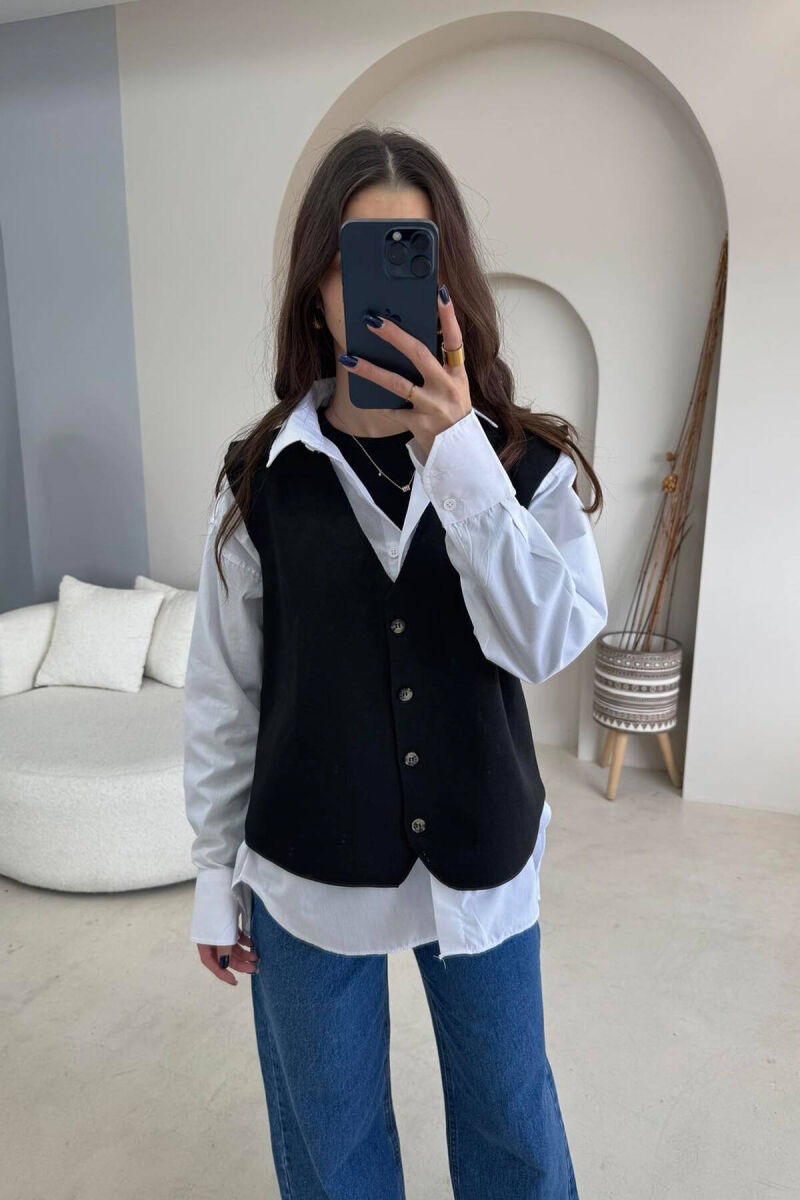 ONE COLOR SIMPLE WOMEN VEST BLACK/ E ZEZE - 3