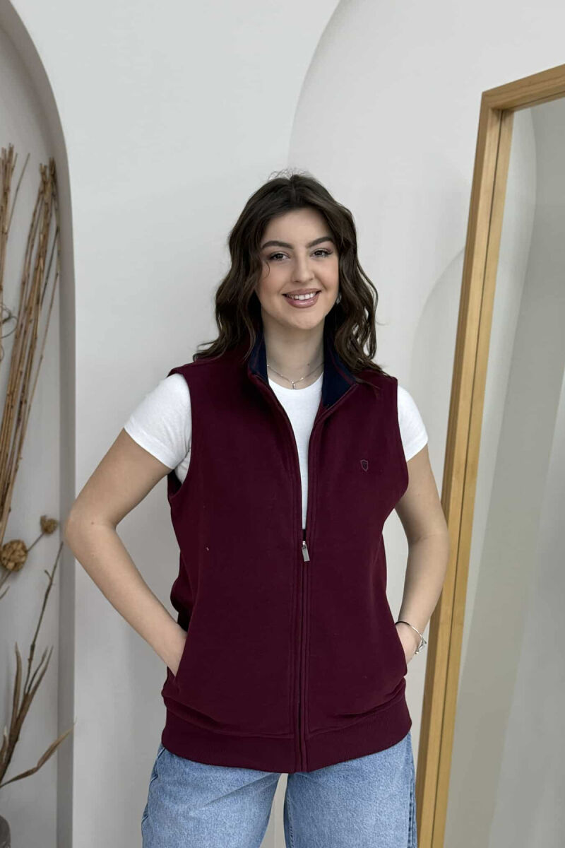 ONE COLOR SIMPLE WOMEN VEST BURGUNDY/VISHNJE - 1