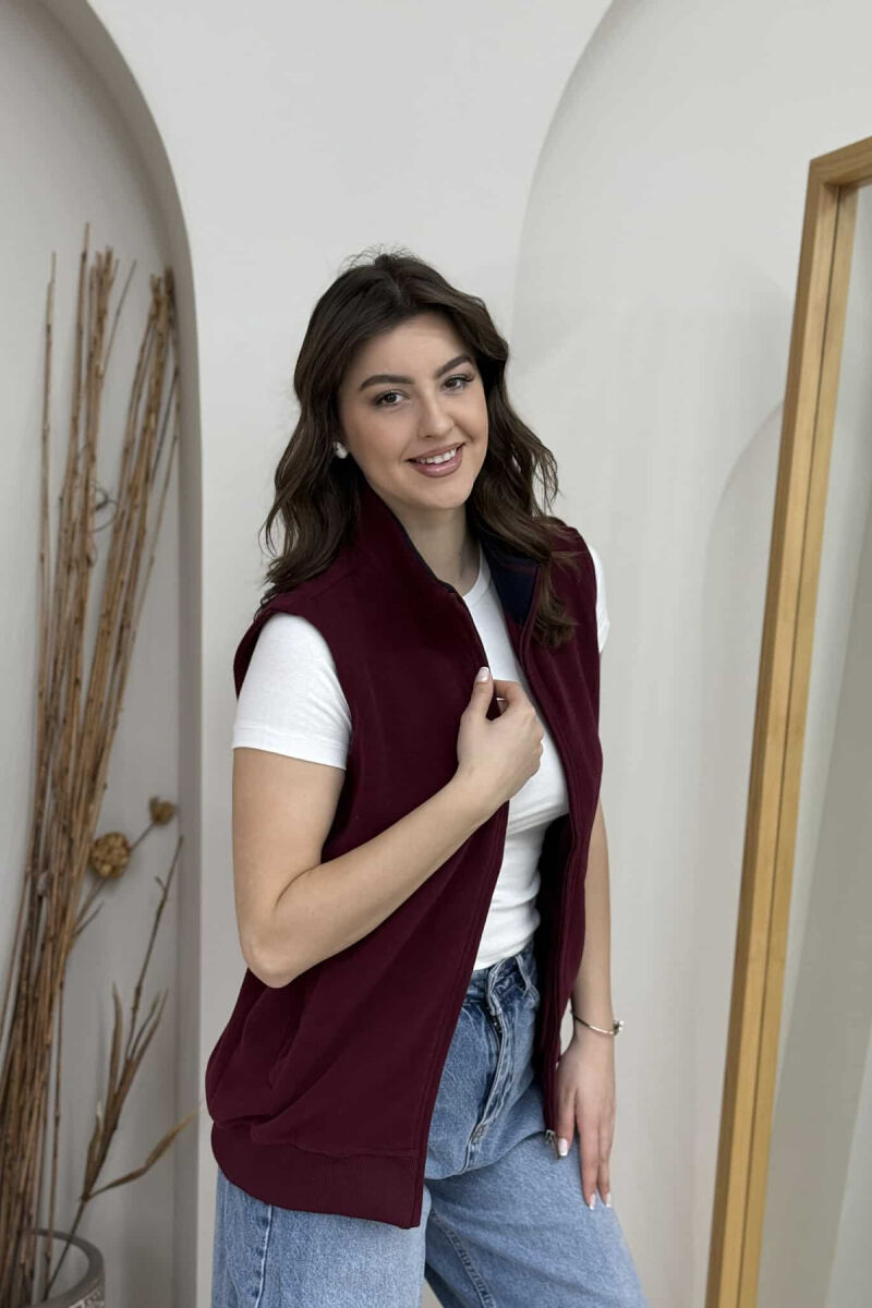 ONE COLOR SIMPLE WOMEN VEST BURGUNDY/VISHNJE - 2