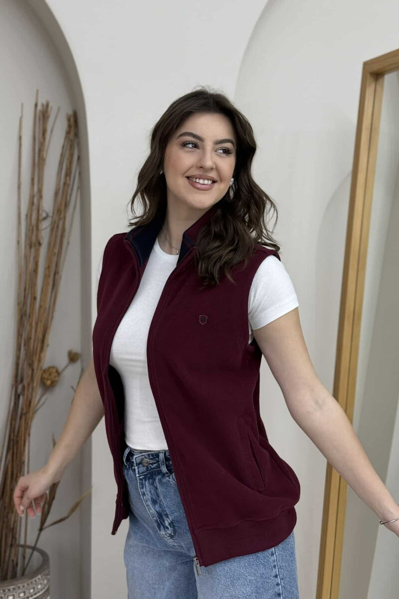 ONE COLOR SIMPLE WOMEN VEST BURGUNDY/VISHNJE - 3