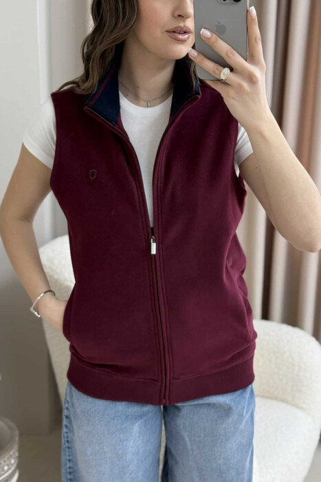 ONE COLOR SIMPLE WOMEN VEST BURGUNDY/VISHNJE - 4