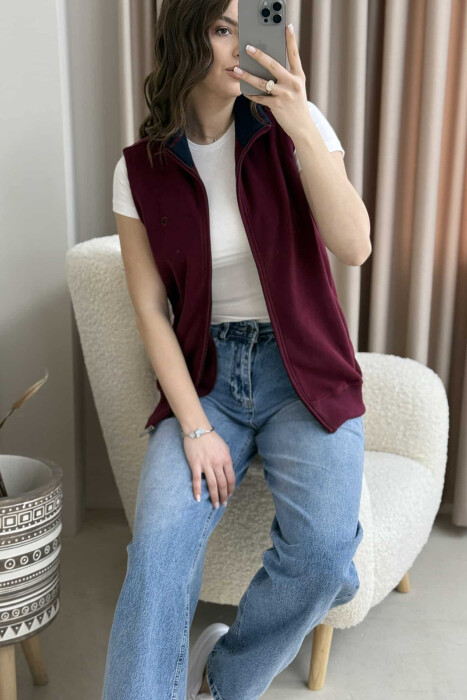 ONE COLOR SIMPLE WOMEN VEST BURGUNDY/VISHNJE - 6