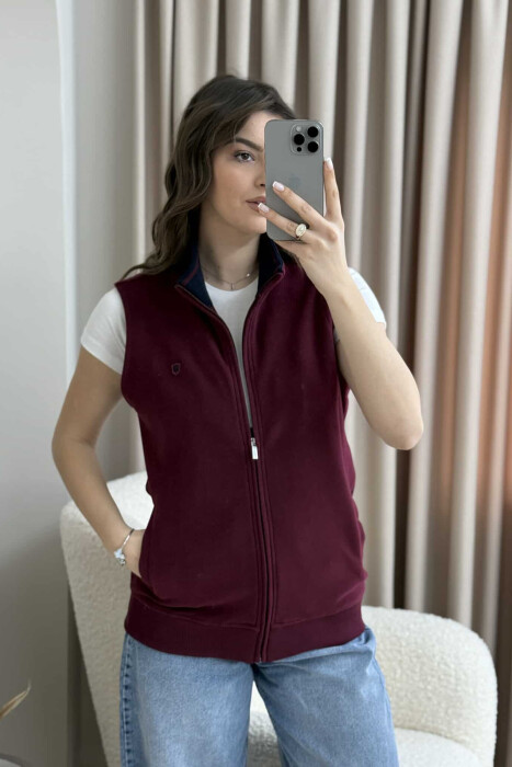 ONE COLOR SIMPLE WOMEN VEST BURGUNDY/VISHNJE - 8