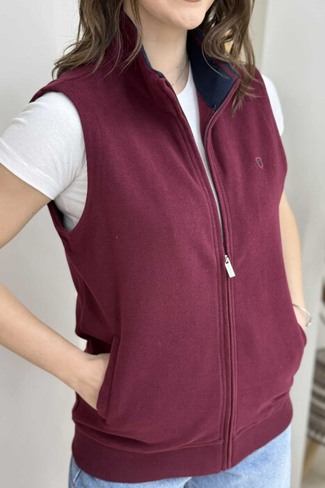 ONE COLOR SIMPLE WOMEN VEST BURGUNDY/VISHNJE - 9