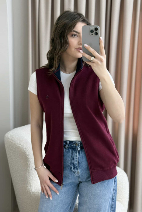 ONE COLOR SIMPLE WOMEN VEST BURGUNDY/VISHNJE - 10