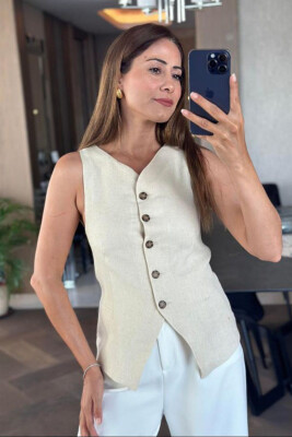 ONE COLOR SIMPLE WOMEN VEST CREAM/KREM 