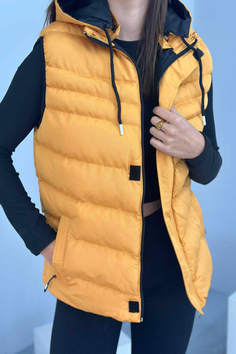 ONE COLOR SIMPLE WOMEN VEST MUSTARD/MUSTARDE - 1