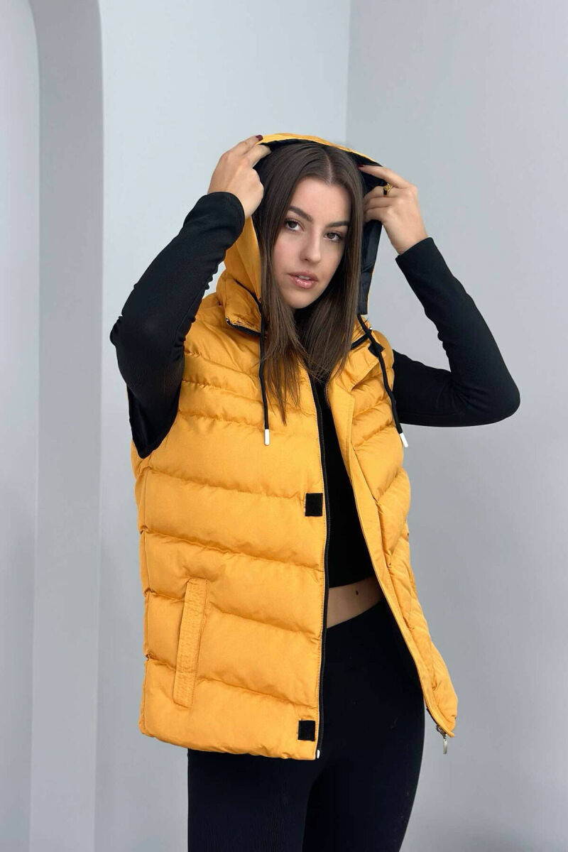ONE COLOR SIMPLE WOMEN VEST MUSTARD/MUSTARDE - 2