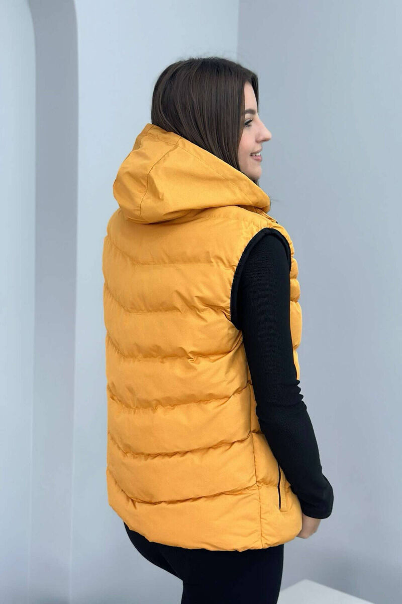 ONE COLOR SIMPLE WOMEN VEST MUSTARD/MUSTARDE - 3