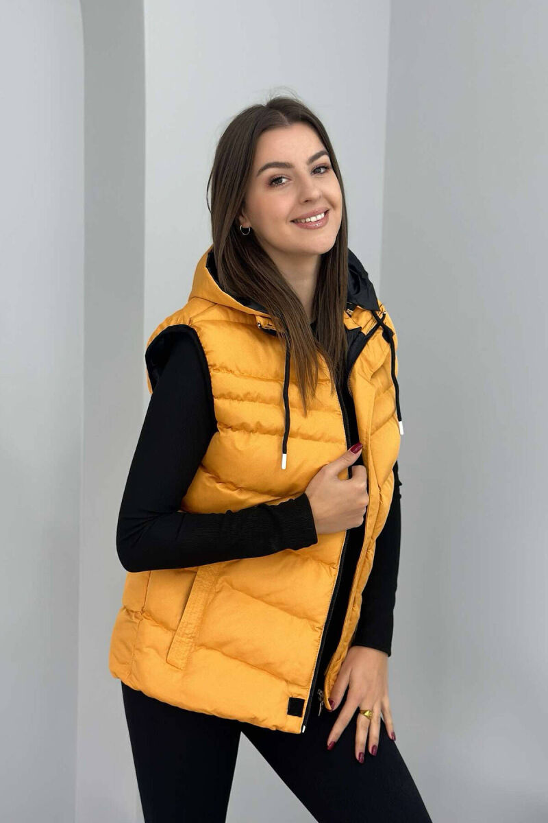 ONE COLOR SIMPLE WOMEN VEST MUSTARD/MUSTARDE - 5