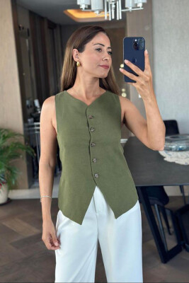 ONE COLOR SIMPLE WOMEN VEST OLIVE/ULLI 