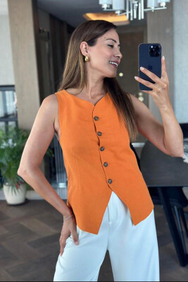 ONE COLOR SIMPLE WOMEN VEST ORANGE/PORTOKALLI 