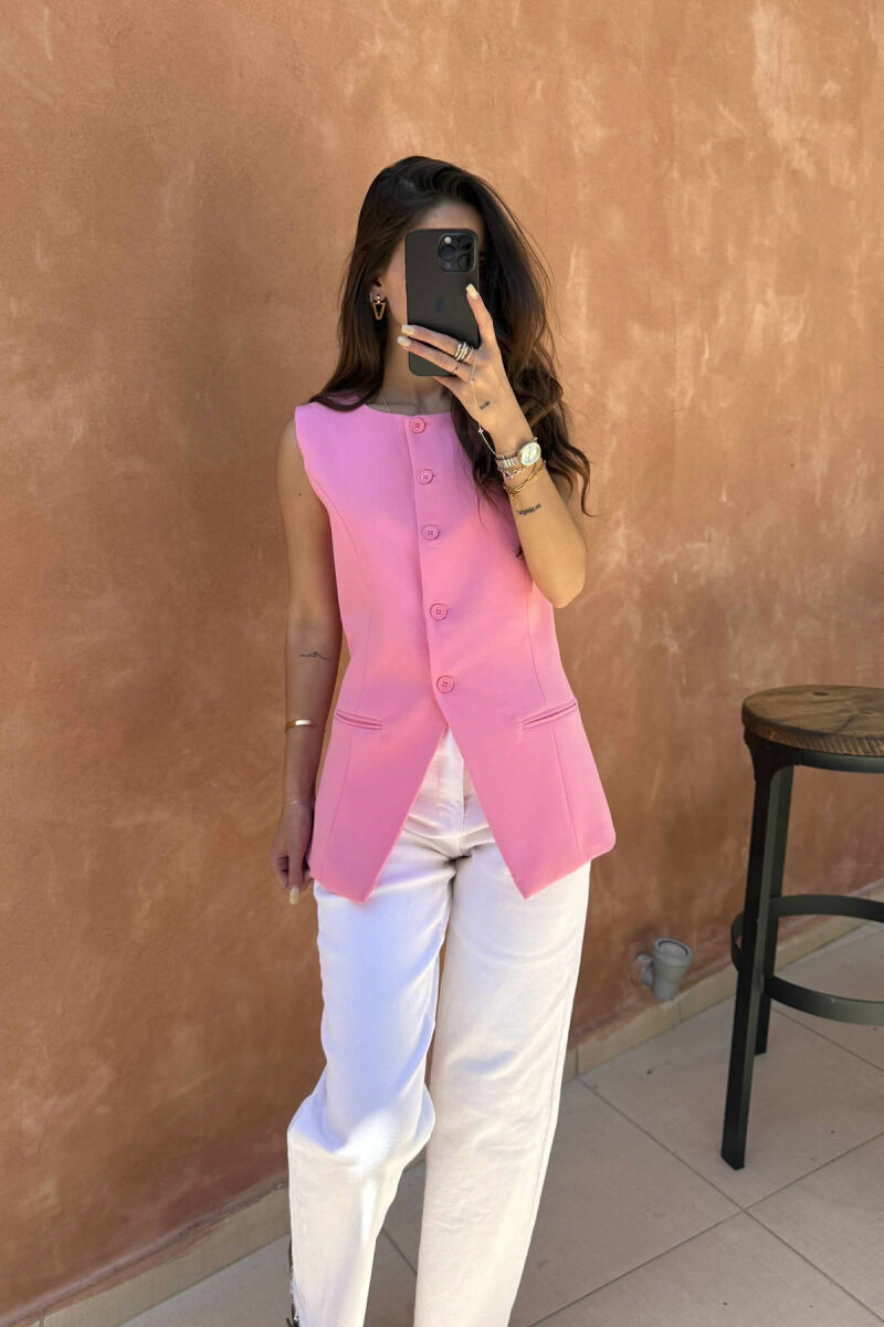 ONE COLOR SIMPLE WOMEN VEST PINK/ROZE - 3