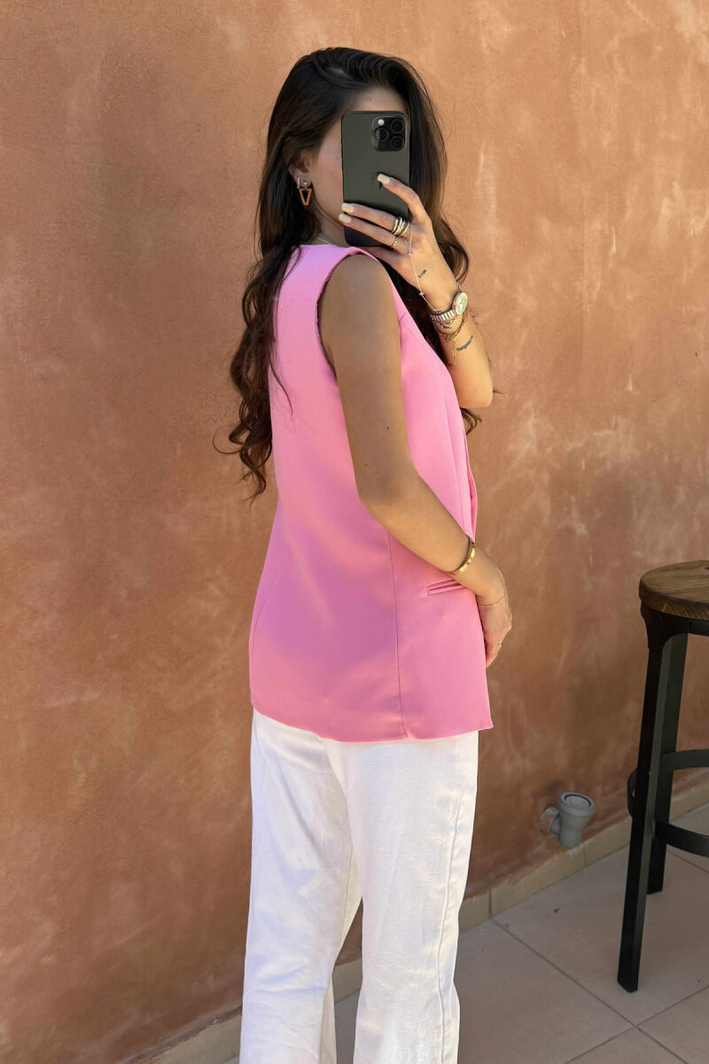 ONE COLOR SIMPLE WOMEN VEST PINK/ROZE - 4